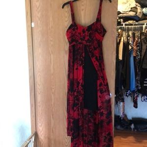 Strap dress with flowing drape